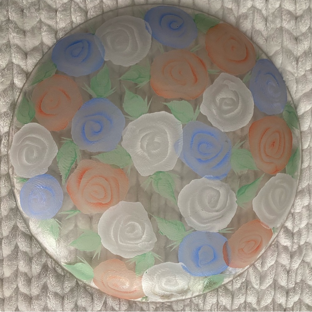 RARE Pier 1 Imports Italian Glass hand painted 14.5”platter limited 420/4202